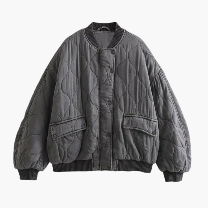 Damen Steppjacke mit Druckknopfverschluss und Vordertaschen