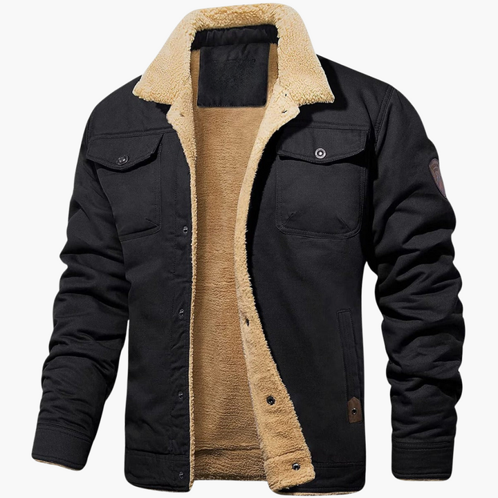 Herren Bomberjacke mit Reißverschluss und Kunstpelzfutter