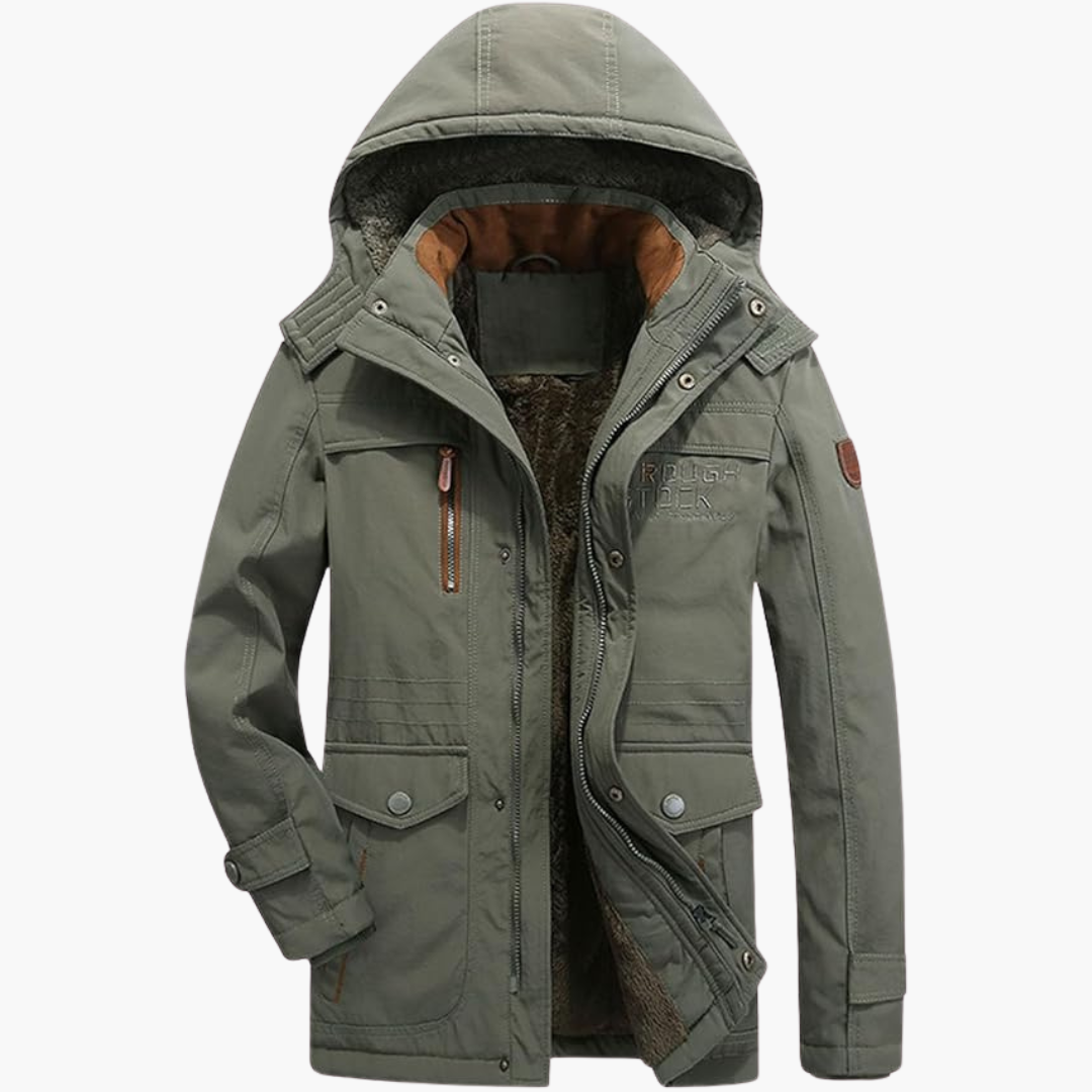 Herren Parkajacke mit verstellbarer Kapuze und Fleecefutter