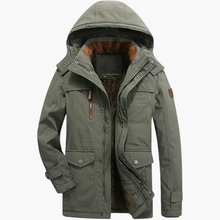 Herren Parkajacke mit verstellbarer Kapuze und Fleecefutter