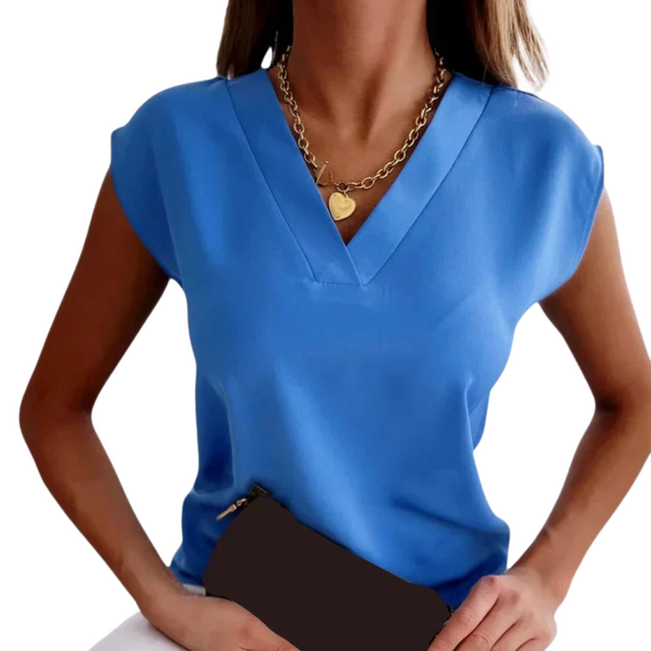 Bequeme Sommerbluse für Frauen - Leichte V-Ausschnitt Bluse