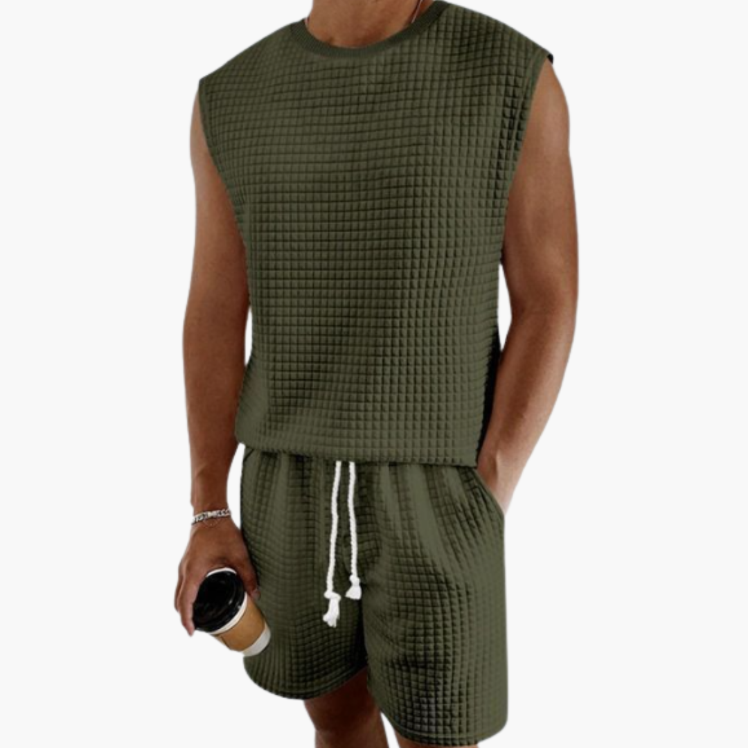 Herren Lounge Set mit ärmellosem Top und Waffelstruktur
