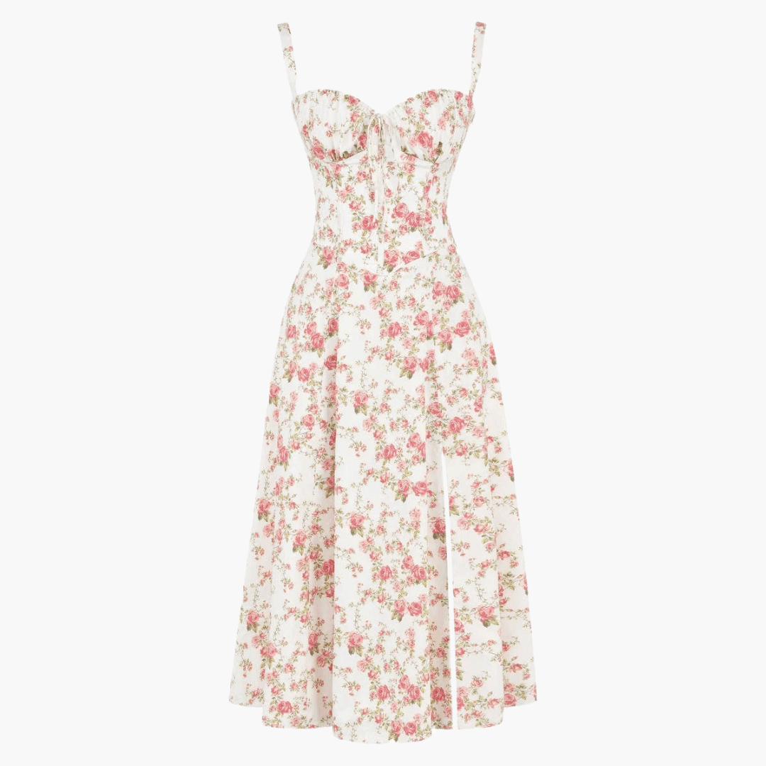 Elegantes trägerloses Kleid mit Blumenmuster für Frauen - SchmiedeMode