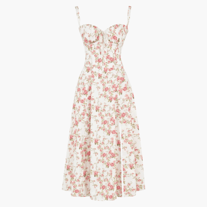 Elegantes trägerloses Kleid mit Blumenmuster für Frauen - SchmiedeMode
