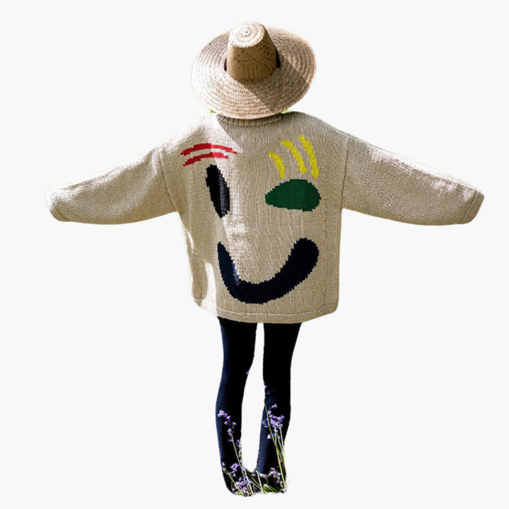 Strickpullover für Damen - mit Oversize-Passform und Smiley-Motiv