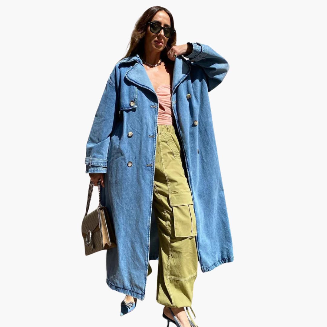 Langer Trenchcoat mit Gürtel für Damen