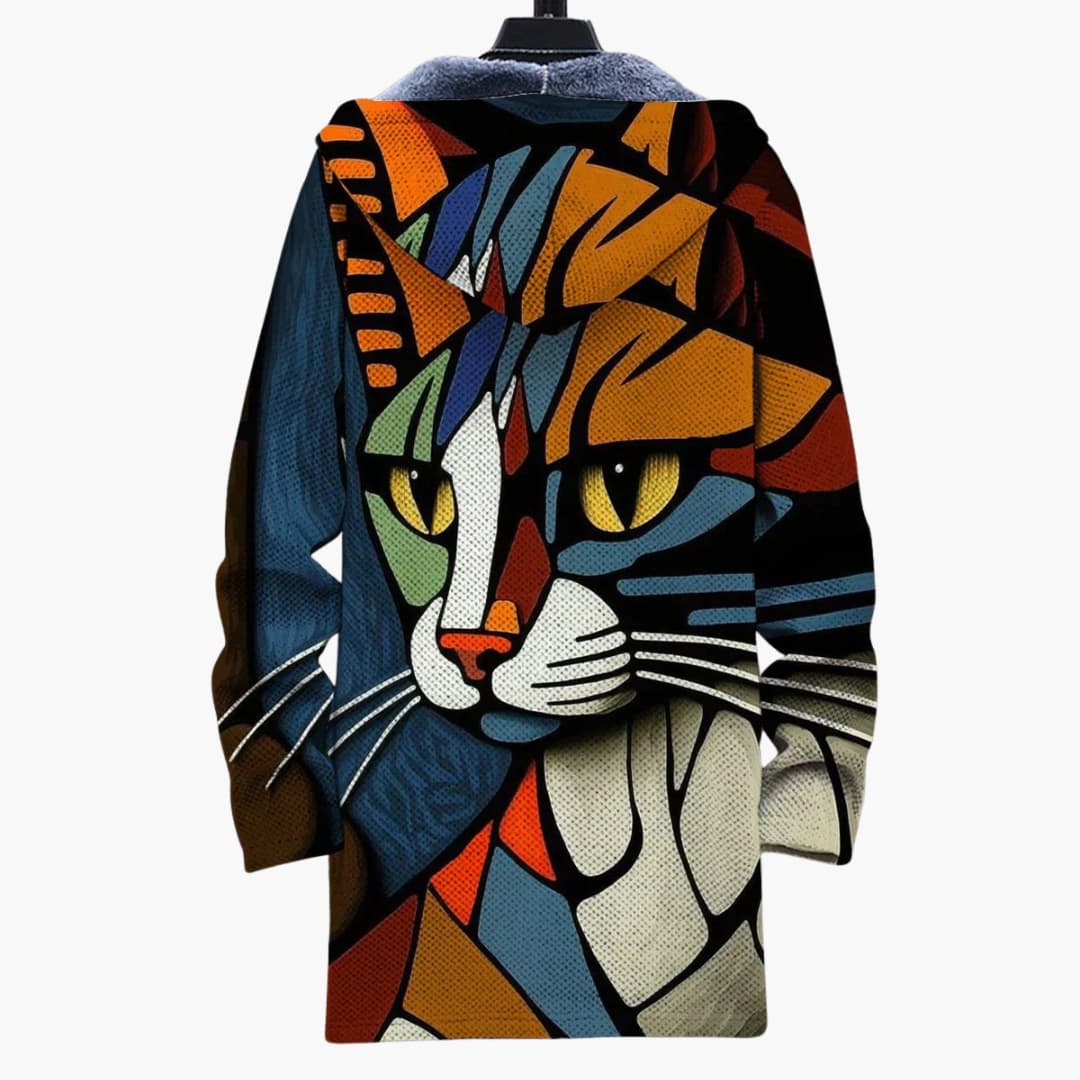 Katzenmuster Strickcardigan für Damen