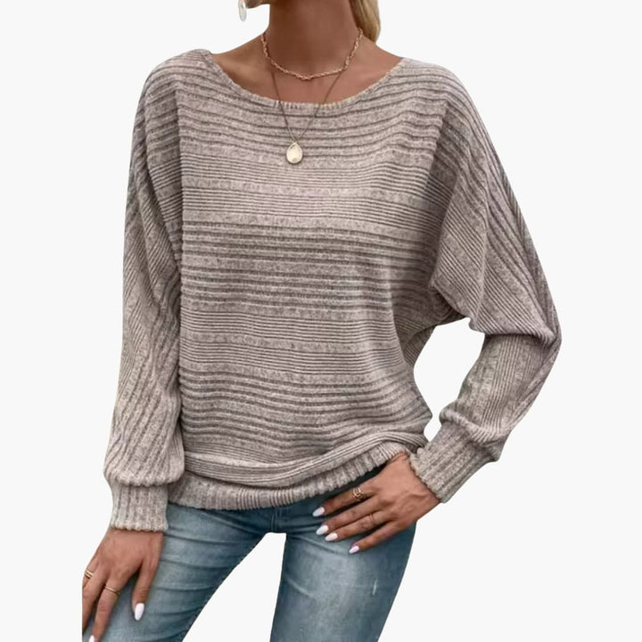 Damen pullover mit Bootsausschnitt und gestreifter Oberfläche