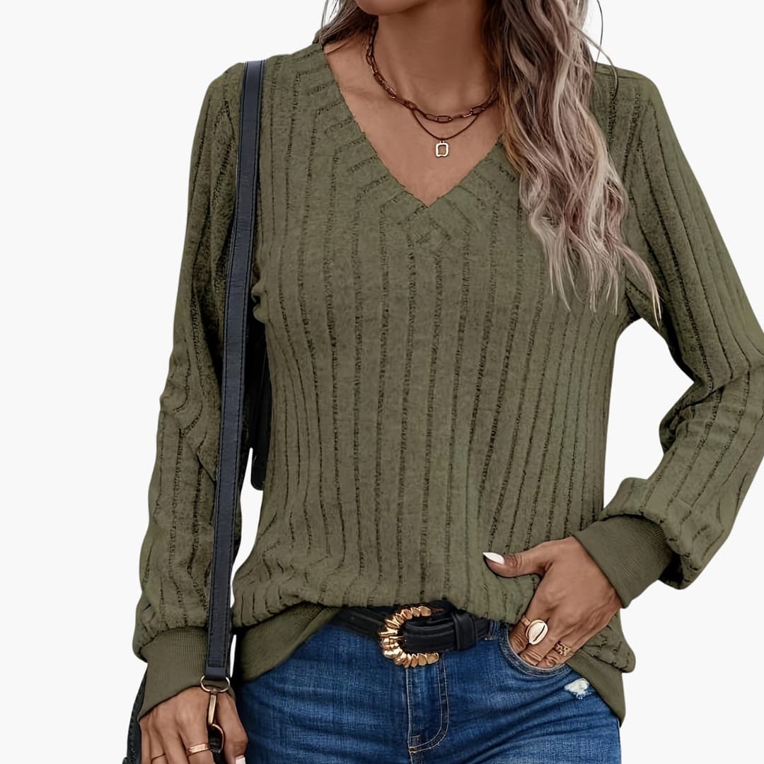 Damen pullover mit V-Ausschnitt und langen Ärmeln