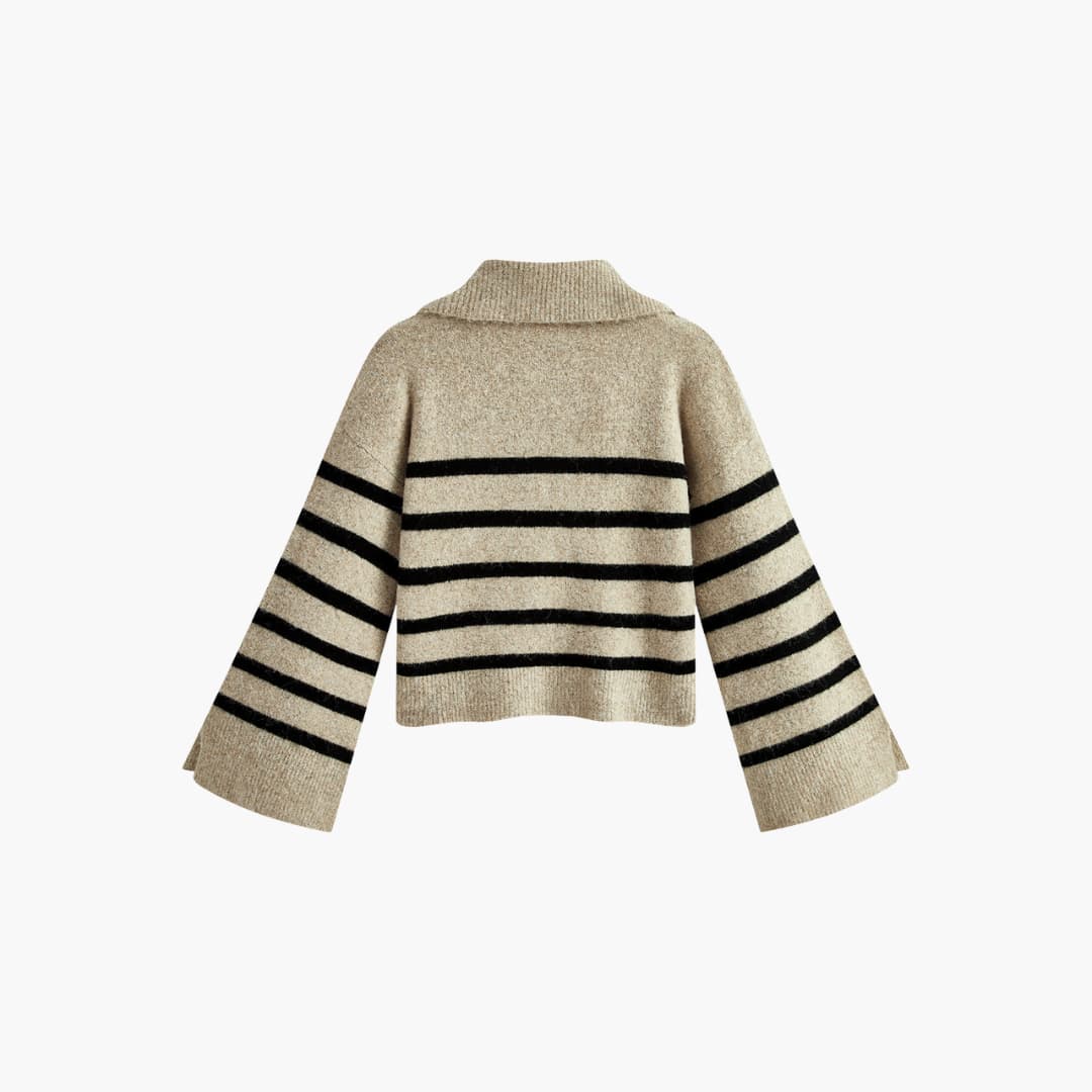 Damen pullover mit V-Ausschnitt und gestreifter Oberfläche
