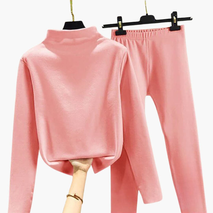Damen Fleece Set mit langen Ärmeln und elastischem Bund