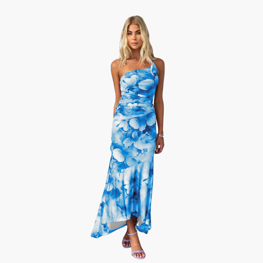 One Shoulder Blumenkleid für Damen - Elegantes Sommerkleid