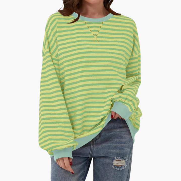 Damen Streifen Oversized Sweatshirt – Lässiger Langarm Pulli