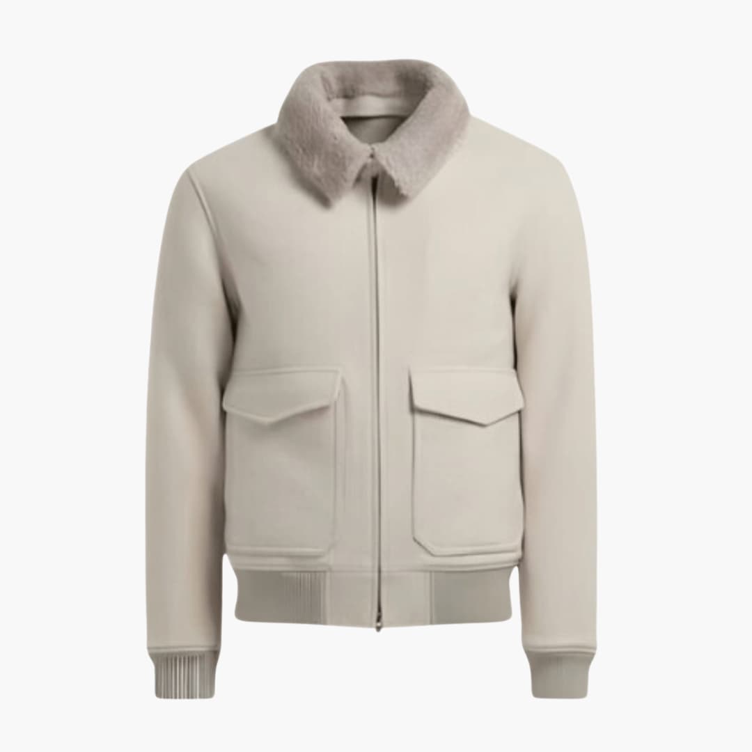 Herren-Bomber jacke mit Reißverschluss und Fleecekragen