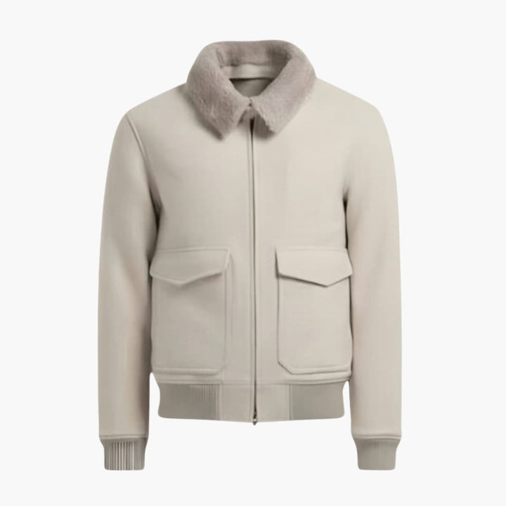 Herren-Bomber jacke mit Reißverschluss und Fleecekragen