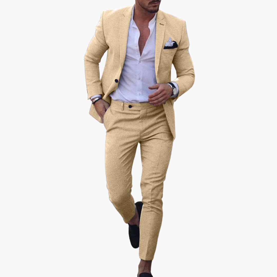 Herren Anzug Zweiteiler aus Wollmischung mit Slim Fit Schnitt