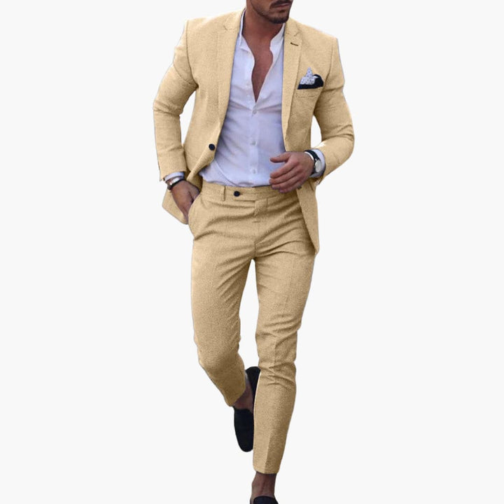 Herren Anzug Zweiteiler aus Wollmischung mit Slim Fit Schnitt