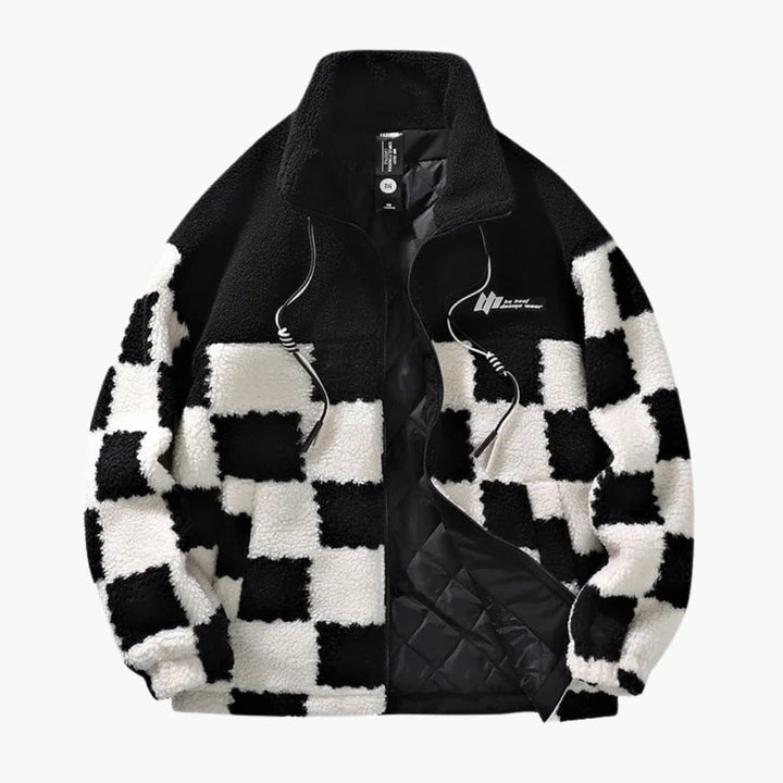 Herrenjacke Kariertes Muster mit Reißverschluss