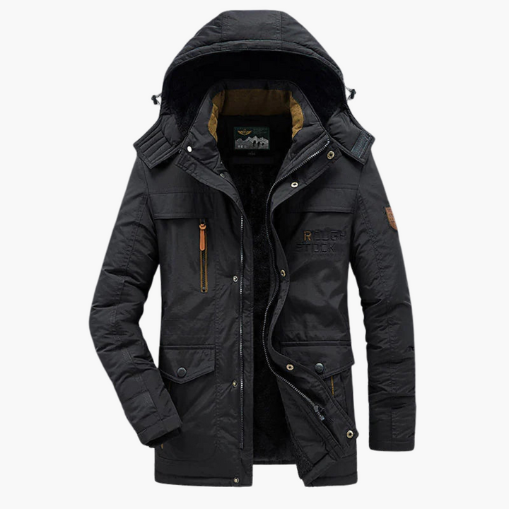 Herren Parkajacke mit verstellbarer Kapuze und Fleecefutter