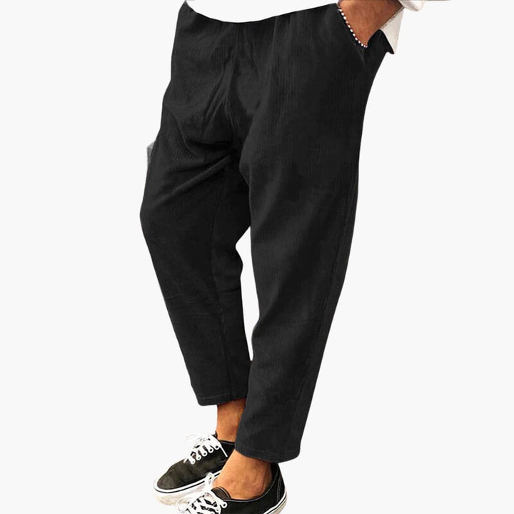 Herren Sommerhose aus Polyester mit Gummibund und Cordstruktur