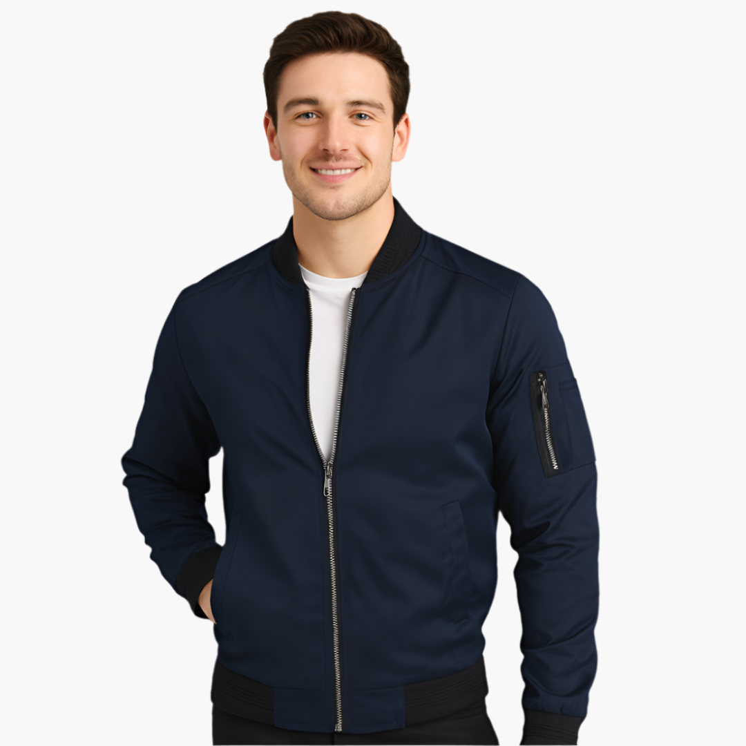 Herren Bomberjacke mit geripptem Saum und Ärmeltasche