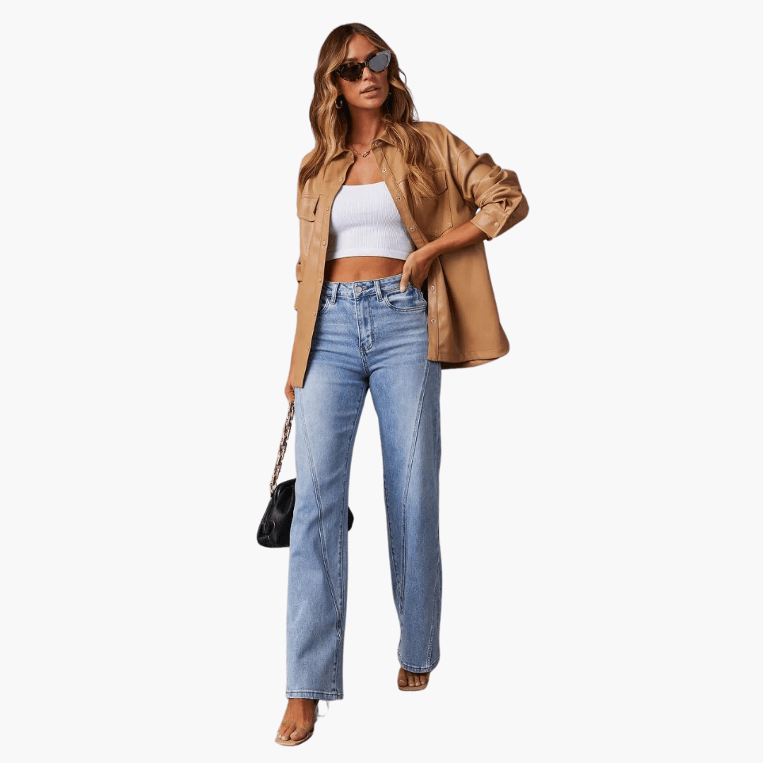 Bequeme gestreifte Jeans für Frauen - SchmiedeMode