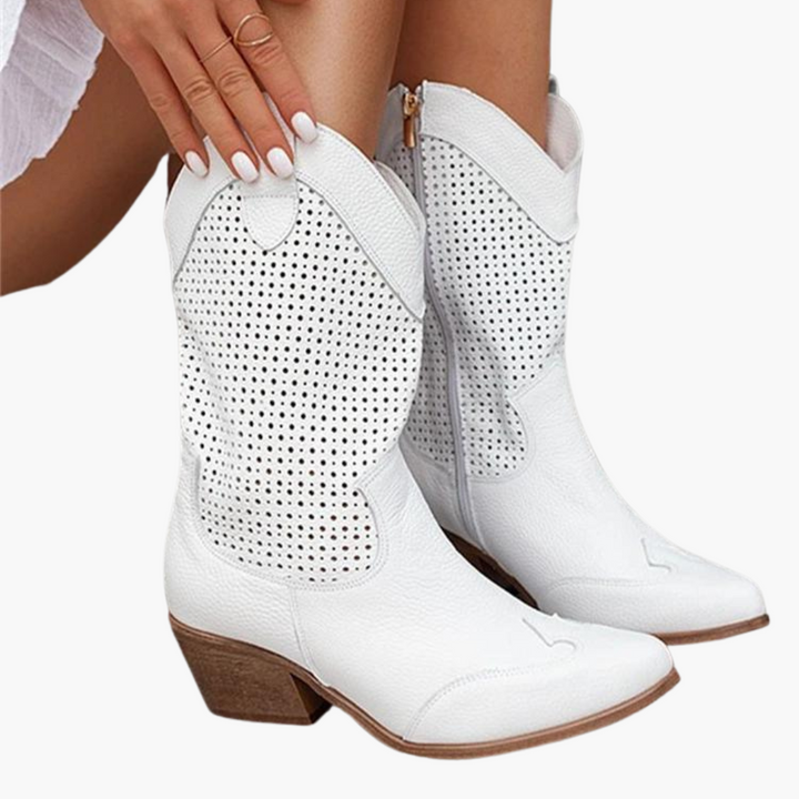 Cowboy Stiefel für Damen - Perforierte Western Stiefel