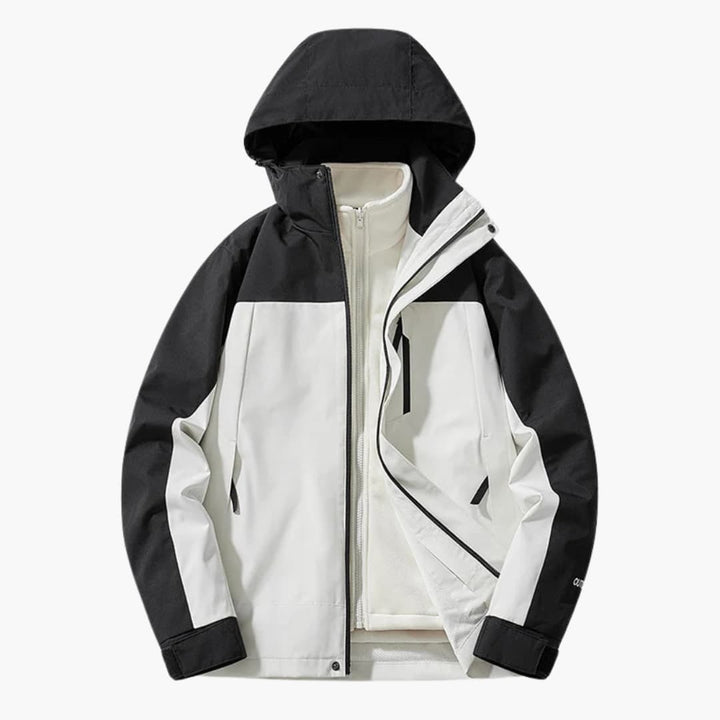 Unisex Skijacke mit Kapuze und Reißverschlusstaschen