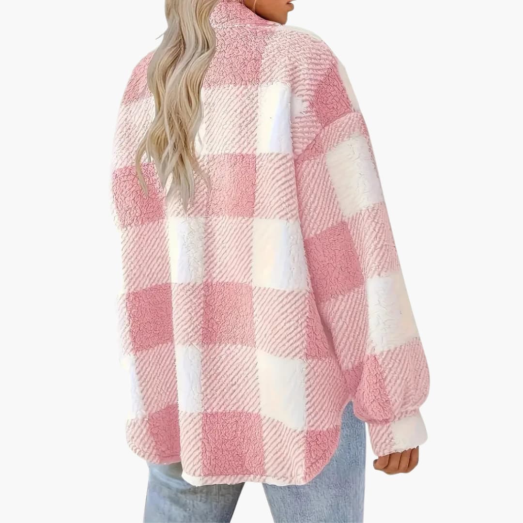 Damen jacke mit Karomuster und Knopfverschluss