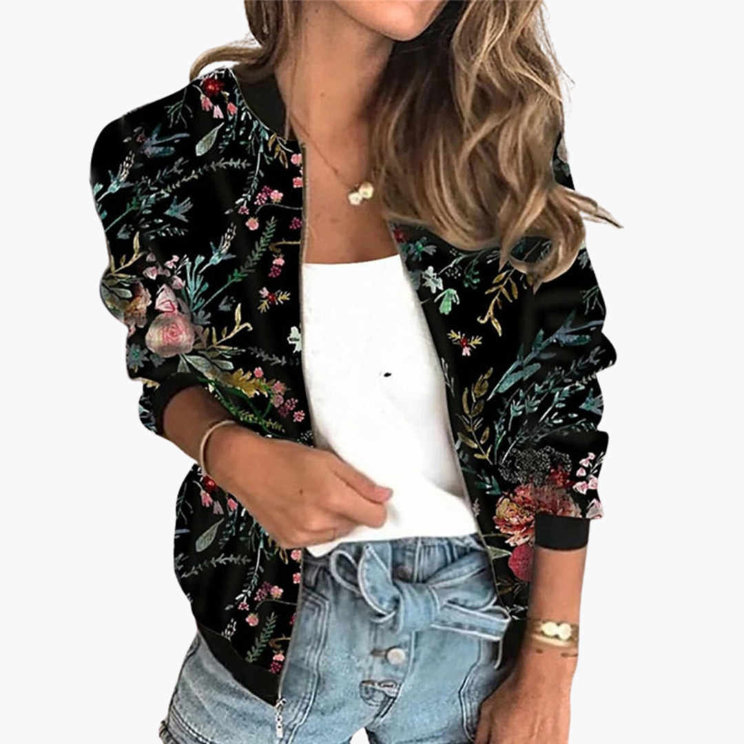 Bomberjacke für Damen - Leicht & Stylisch mit Blumenmuster