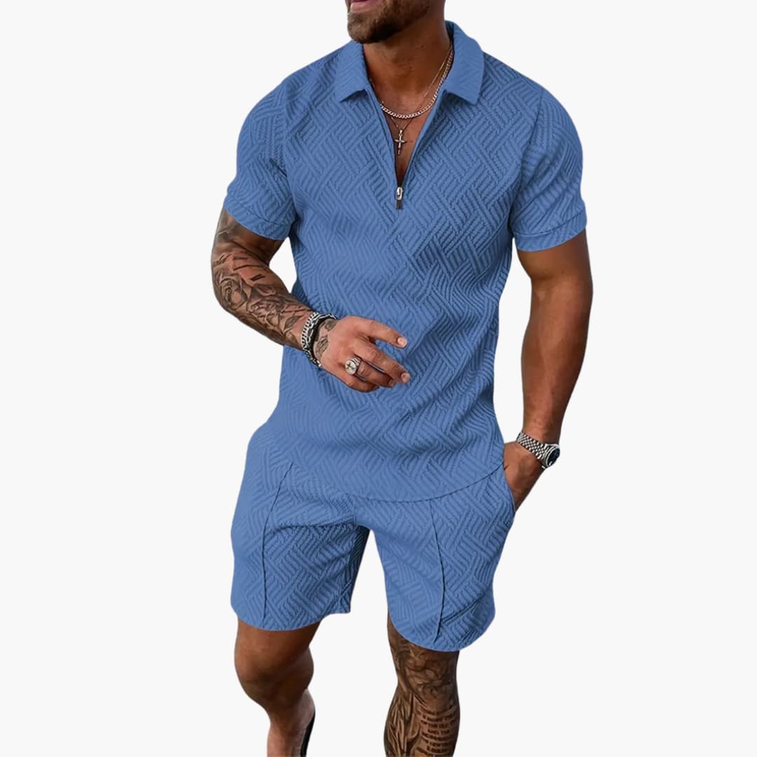Herren Sommer Zweiteiler mit Reißverschluss und Shorts