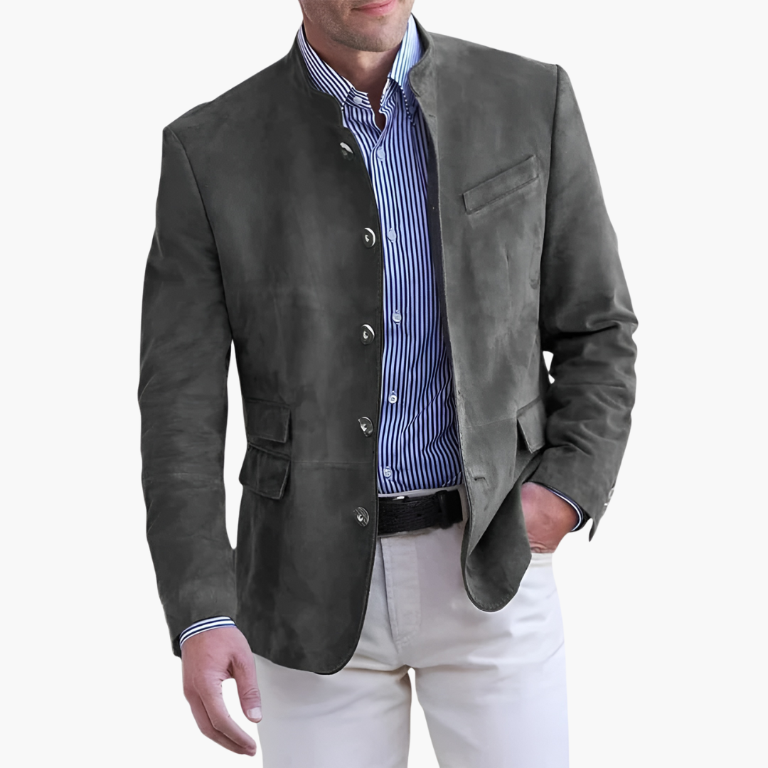 Herrenjacke mit Knopfverschluss und strukturierter Oberfläche
