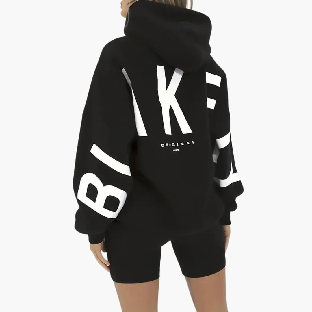 Damen Kapuzenpullover mit Aufdruck langen Ärmeln und Vordertasche