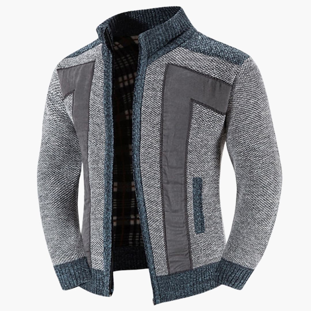 Herren Strickjacke mit Reißverschluss und Rippbund