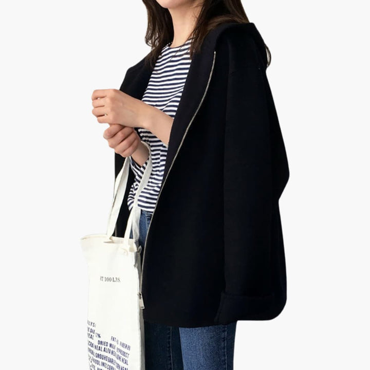 Damen jacke mit Kapuze Reißverschluss und Seitentaschen