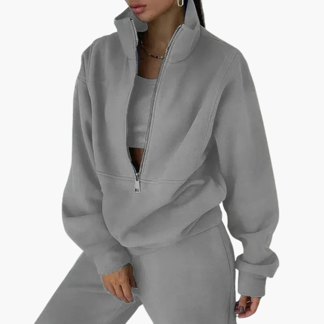 Damen Trainingsanzug mit Reißverschluss Sweatshirt und Hose