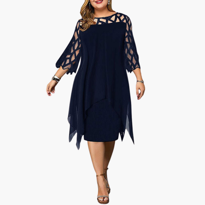 Leichtes Damen Abendkleid - mit ausgeschnittenen Ärmeln Midikleid