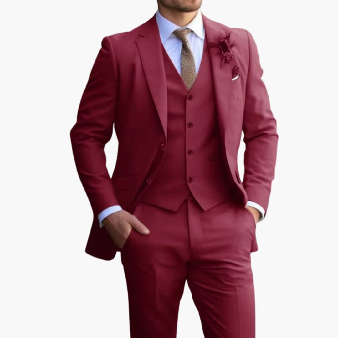 Herren Anzug Dreiteiler mit Weste und schmaler Hose