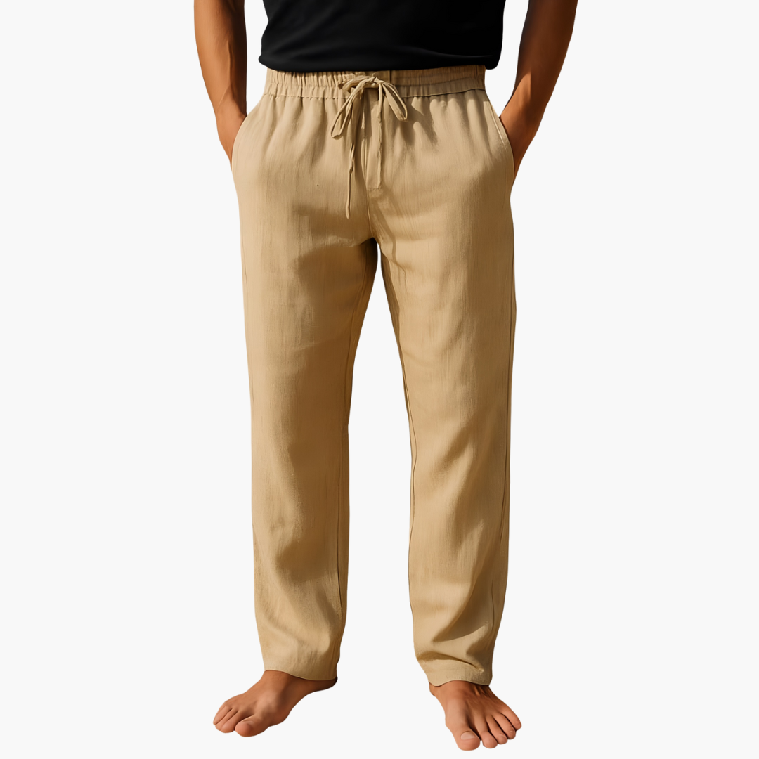 Herren Freizeithose aus Leinen mit Kordelzug für Sommer