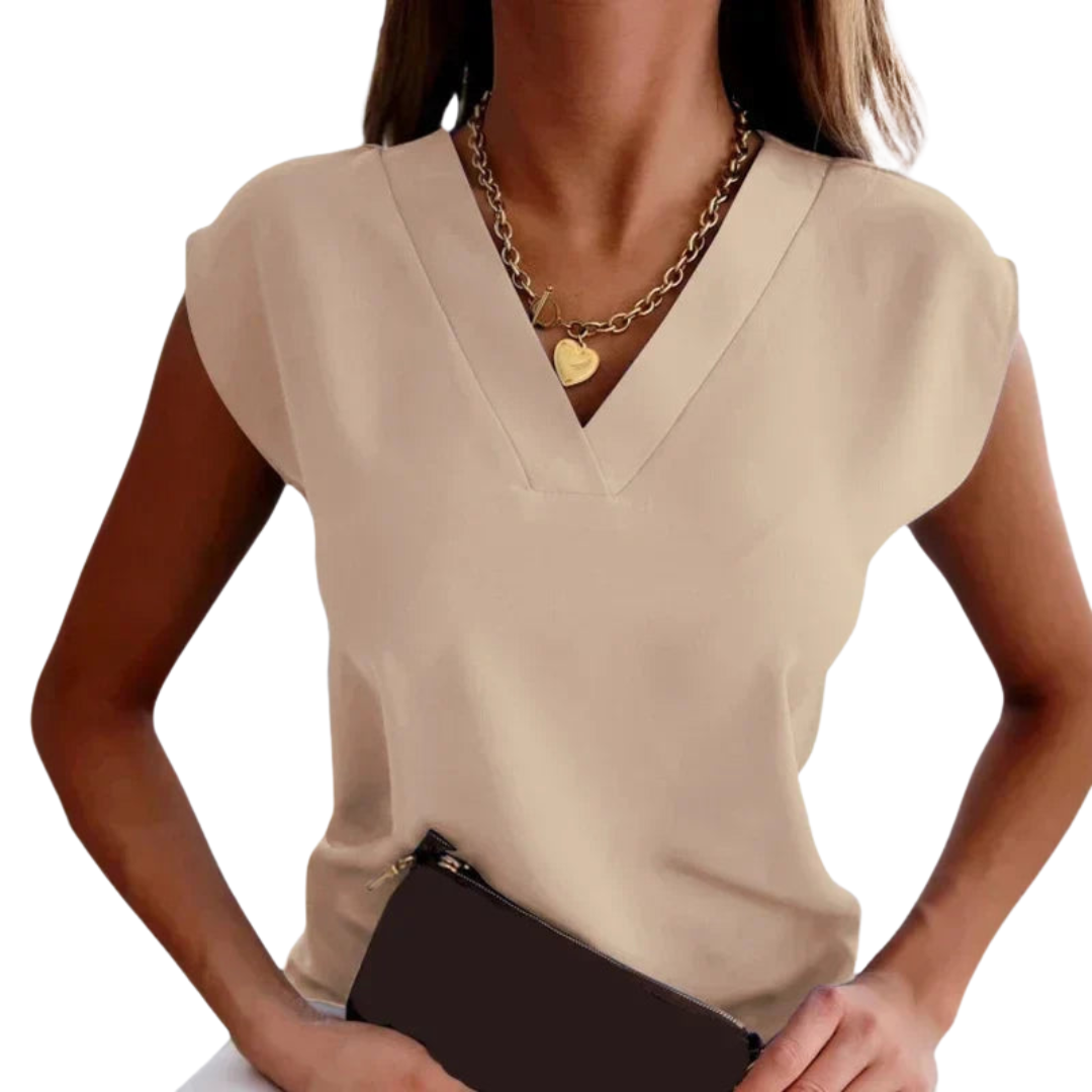 Bequeme Sommerbluse für Frauen - Leichte V-Ausschnitt Bluse