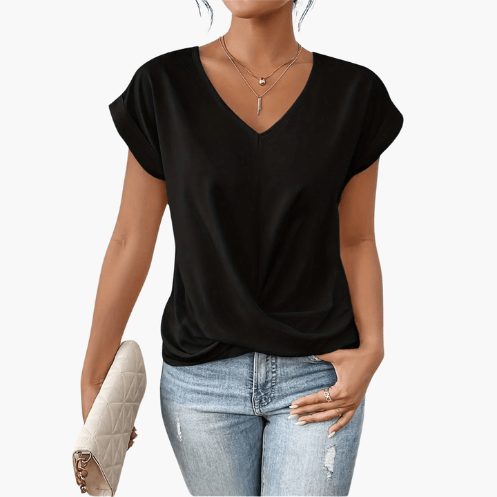 Trendiges, lässiges T-Shirt mit herzförmigem Ausschnitt für Damen - SchmiedeMode