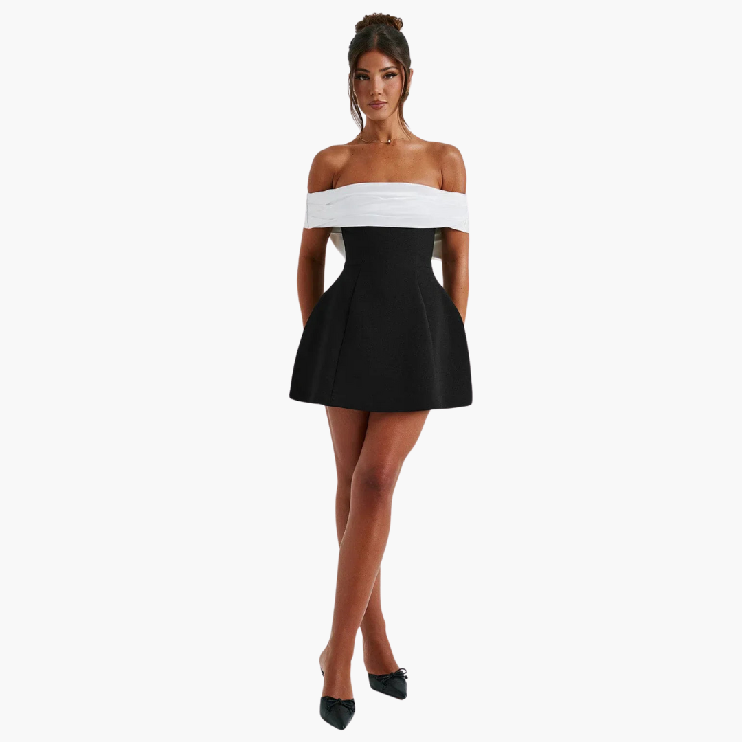 Elegantes schwarzes Kleid für Damen mit Schleifen-Detail hinten