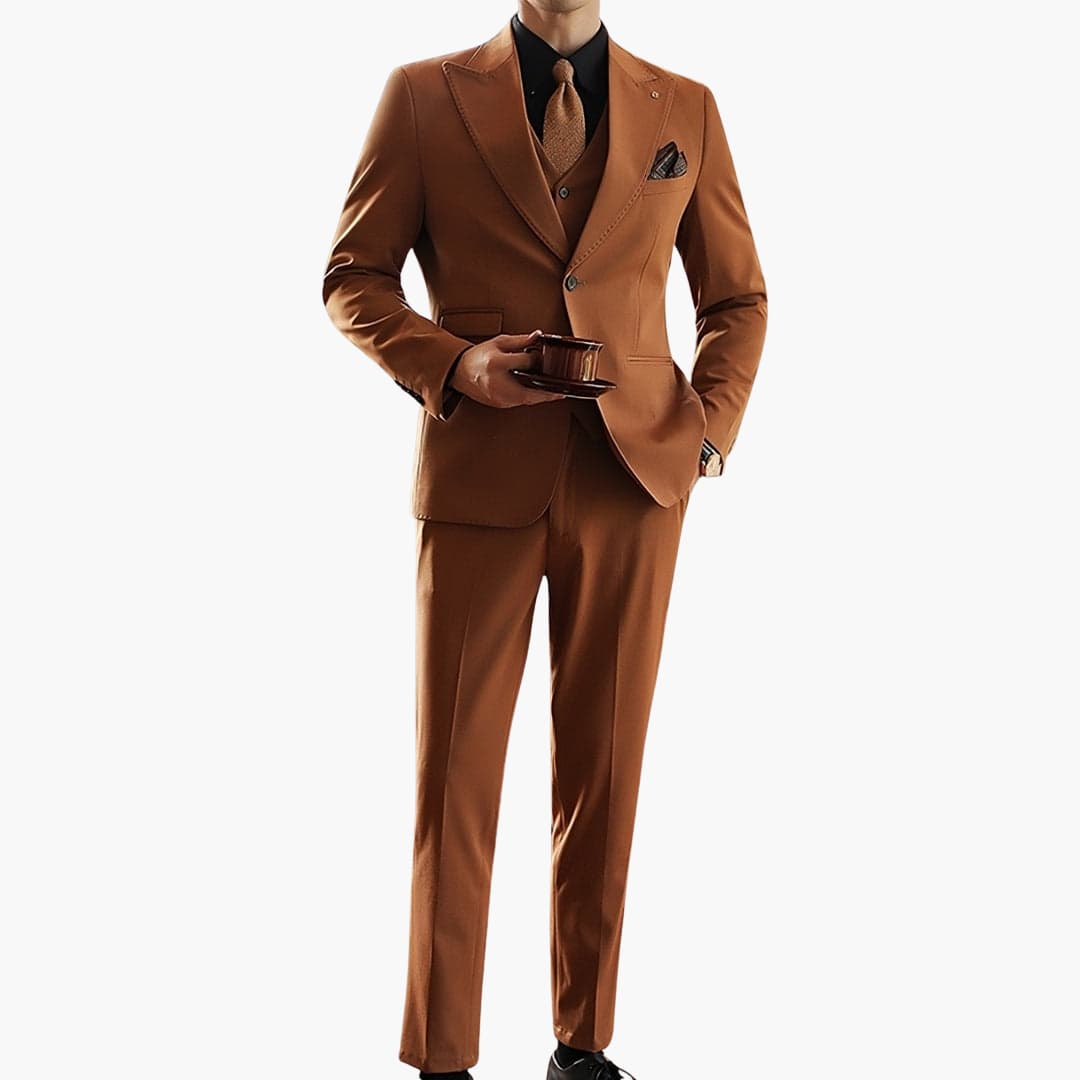Herren Anzug dreiteilig mit Weste und Slim Fit Schnitt