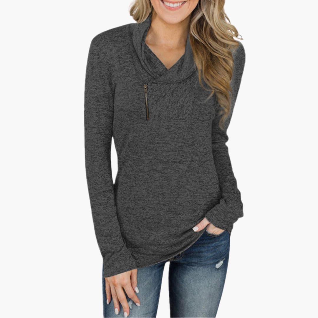 Damen-Pullover mit Kragen und Reißverschluss Stil und Funktion vereint