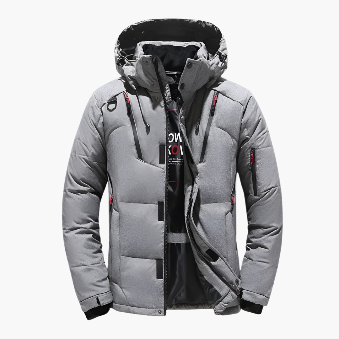 Herren Steppjacke mit Kapuze und Reißverschlusstaschen