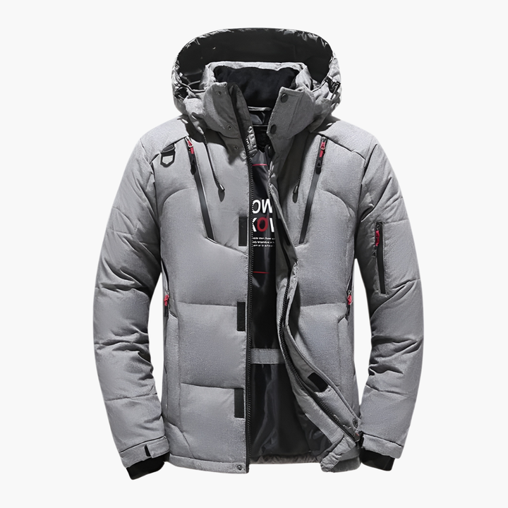 Herren Steppjacke mit Kapuze und Reißverschlusstaschen