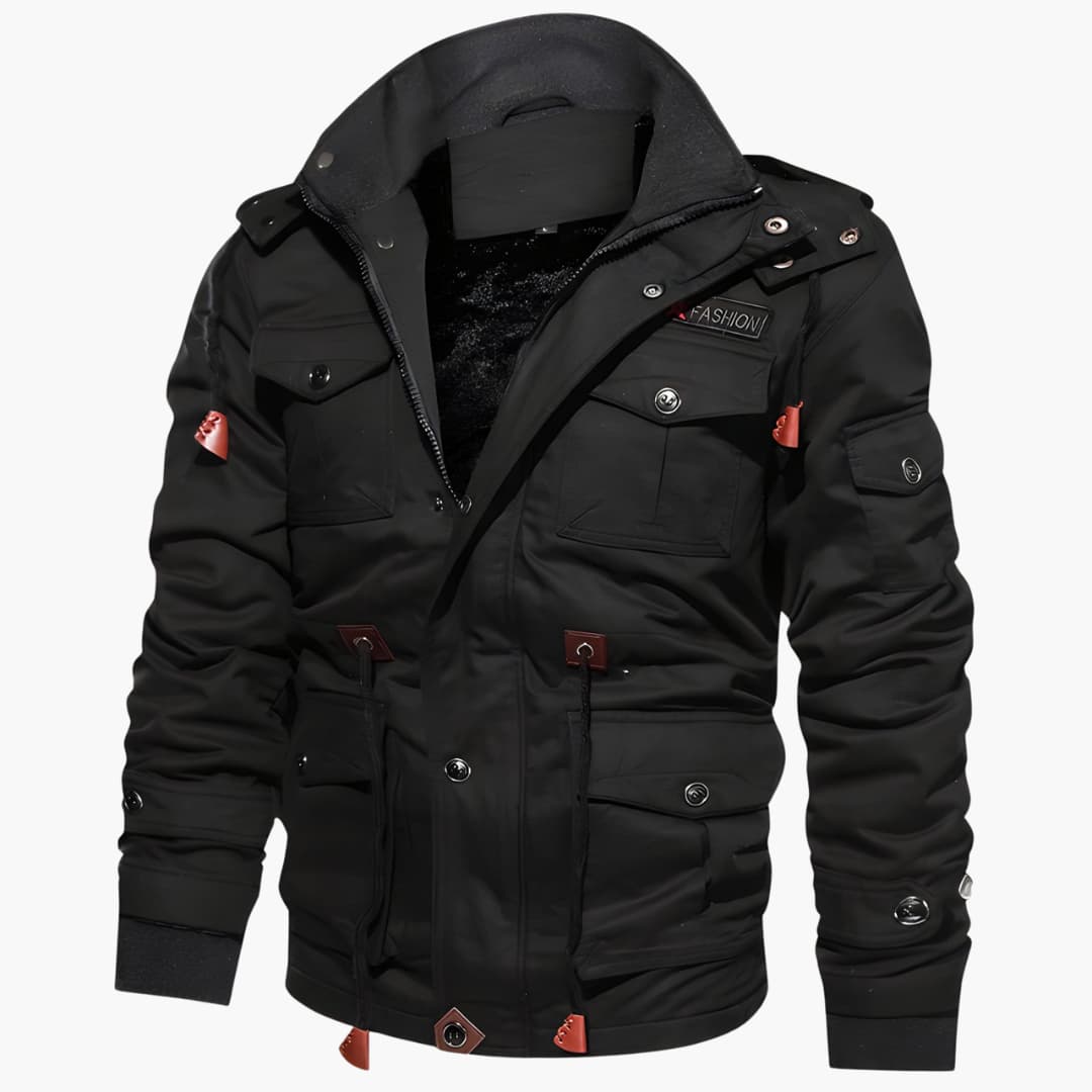 Herren Feldjacke mit verstellbarer Kapuze und mehreren Taschen