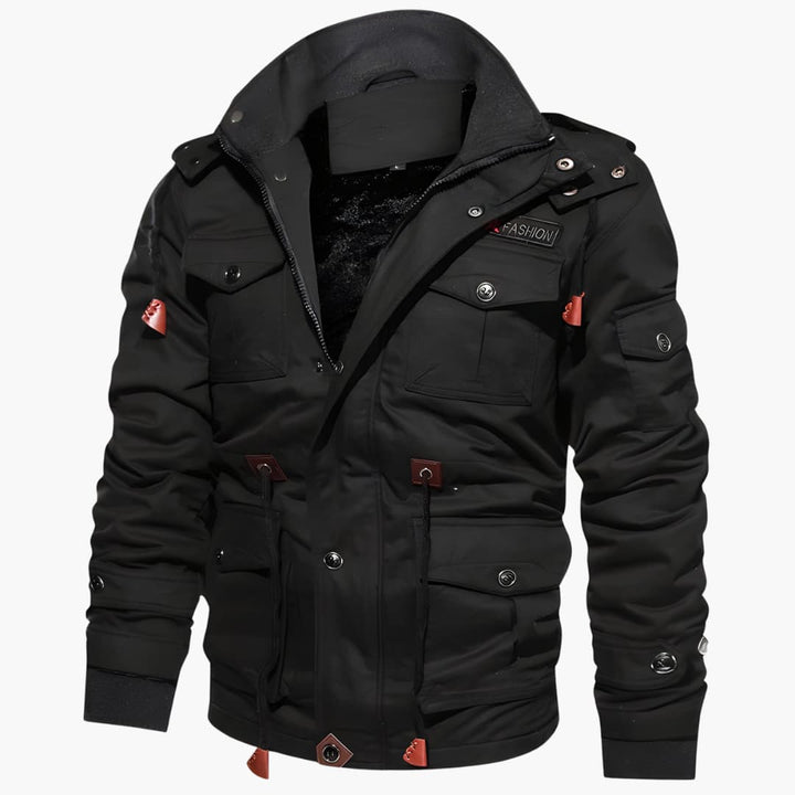 Herren Feldjacke mit verstellbarer Kapuze und mehreren Taschen
