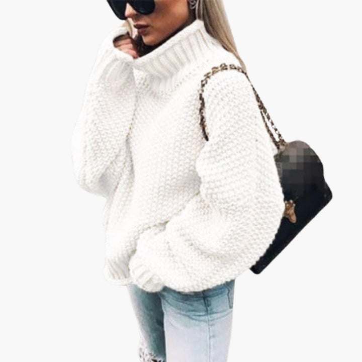 Damen pullover mit Rollkragen und strukturierter Strickoberfläche