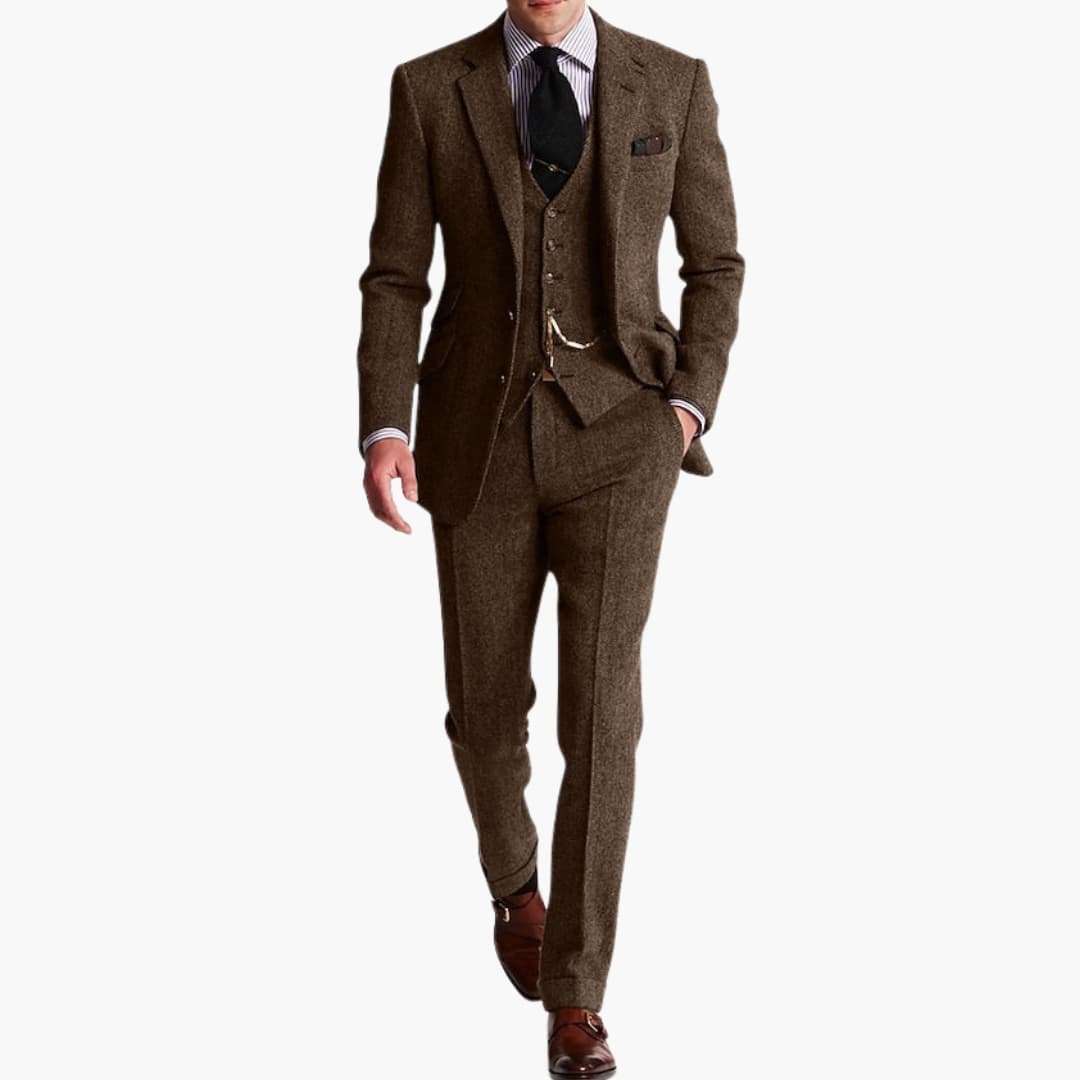Herren dreiteiliger Anzug mit Weste für Herbst und Winter